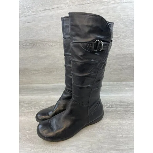 Josef Seibel Naly 23 79723 Women's 9.5 Black Leather Side Zip Tall Riding Boot
