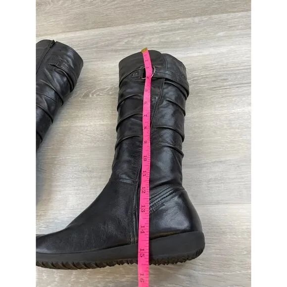 Josef Seibel Naly 23 79723 Women's 9.5 Black Leather Side Zip Tall Riding Boot