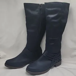 JOURNEE COLLECTION MEG WOMEN'S TALL NAVY BLUE RIDING BOOTS SIZE 9 NWOB