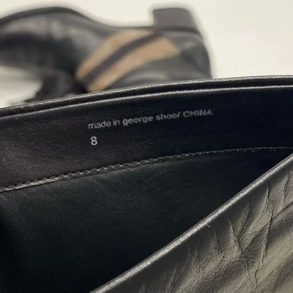 Joy Chen Sexy Black Leather Riding Boots, Size 8