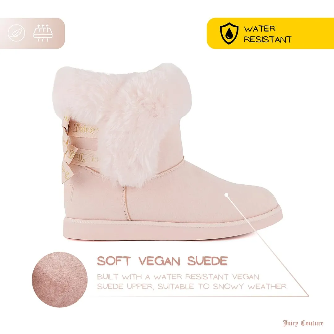 Juicy Couture Women's Slip On Winter Snow Boots Warm & Insulated Fur Lining Comfortable Fashion Booties-King 2-Blush Micro-7