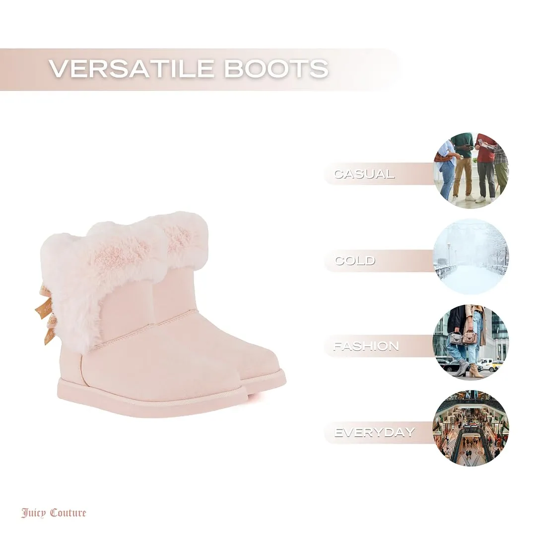 Juicy Couture Women's Slip On Winter Snow Boots Warm & Insulated Fur Lining Comfortable Fashion Booties-King 2-Blush Micro-7