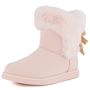 Juicy Couture Women's Slip On Winter Snow Boots Warm & Insulated Fur Lining Comfortable Fashion Booties-King 2-Blush Micro-7