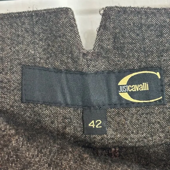 Just Cavalli Wool Blend Tailored Shorts with Leather Trim - IT 42 / US 6