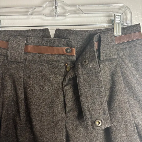 Just Cavalli Wool Blend Tailored Shorts with Leather Trim - IT 42 / US 6