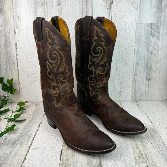 Justin 2253 Buck Western Cowboy Boots in Bay Apache Brown Leather 11EE