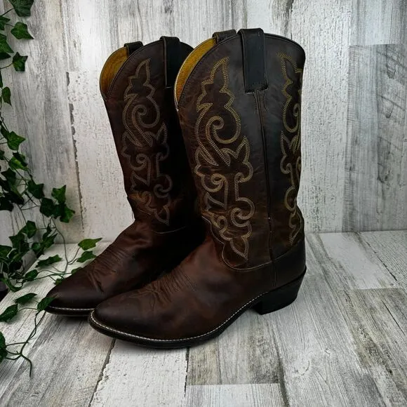 Justin 2253 Buck Western Cowboy Boots in Bay Apache Brown Leather 11EE