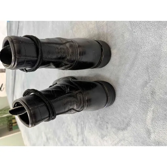 Justin Black Leather Lace Up Kiltie Boots Ankle Style Size 7.5