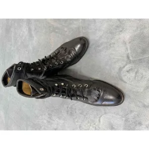 Justin Black Leather Lace Up Kiltie Boots Ankle Style Size 7.5