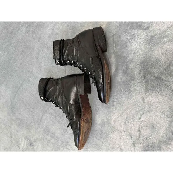 Justin Black Leather Lace Up Kiltie Boots Ankle Style Size 7.5