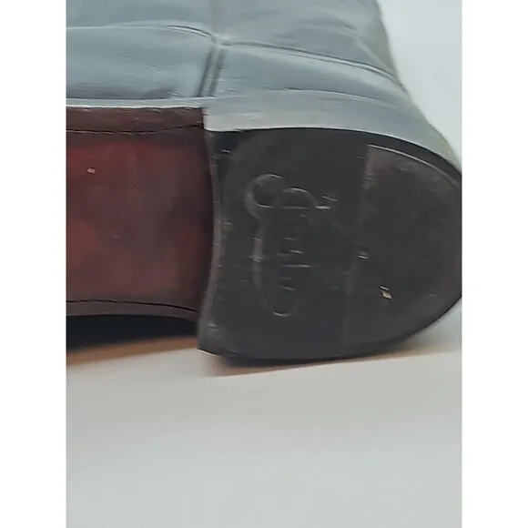 JUSTIN BLACK LEATHER PULL ON WESTERN COWBOY MENS 9D BOOTS