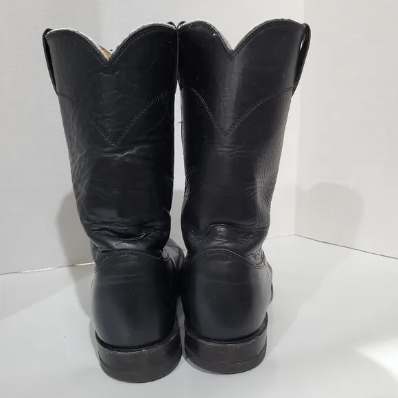 Justin Boots 3133 E Black Leather traditional Roper Boots Mens Size 8 D