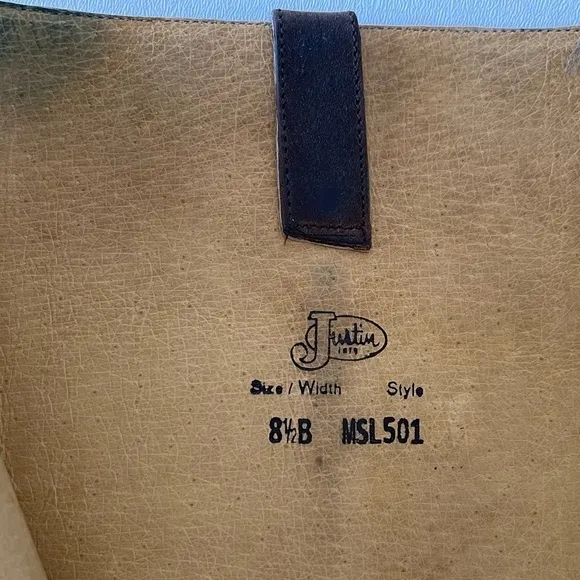 Justin Boots Bay Apache MSL501 Tall Zip Riding Equestrian Western Festival 8.5