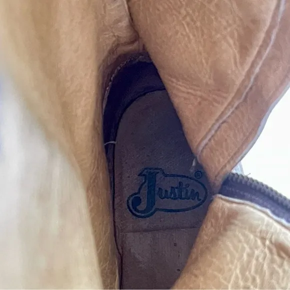 Justin Boots Bay Apache MSL501 Tall Zip Riding Equestrian Western Festival 8.5