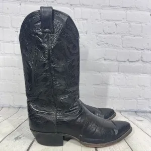 Justin Boots Mens Size 10 D Black Leather Slip On Block Heel Riding Western