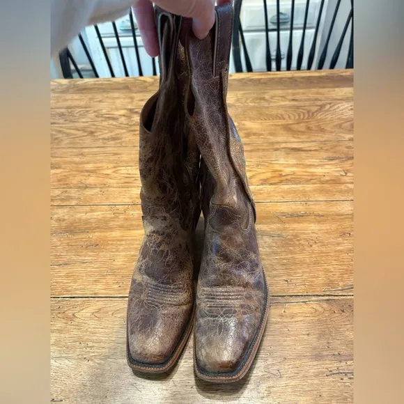 Justin Boots Rustic Distressed Brown Leather Cowboy Rodeo Festival Boots 8.5