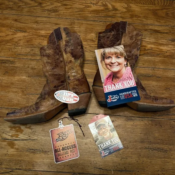 Justin Boots Rustic Distressed Brown Leather Cowboy Rodeo Festival Boots 8.5