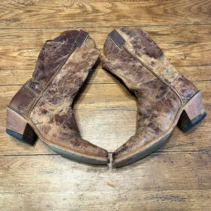 Justin Boots Rustic Distressed Brown Leather Cowboy Rodeo Festival Boots 8.5
