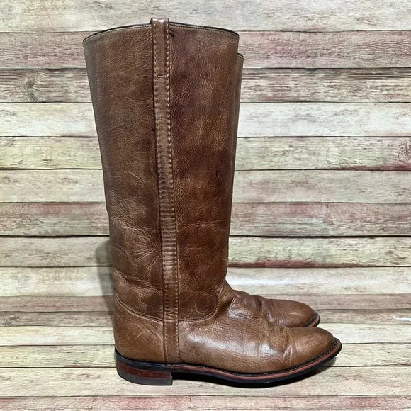 Justin Brown Leather Pointes Boots