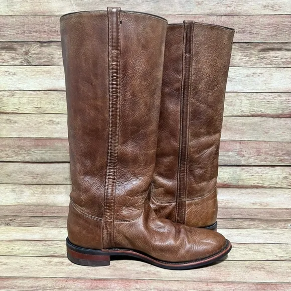Justin Brown Leather Pointes Boots