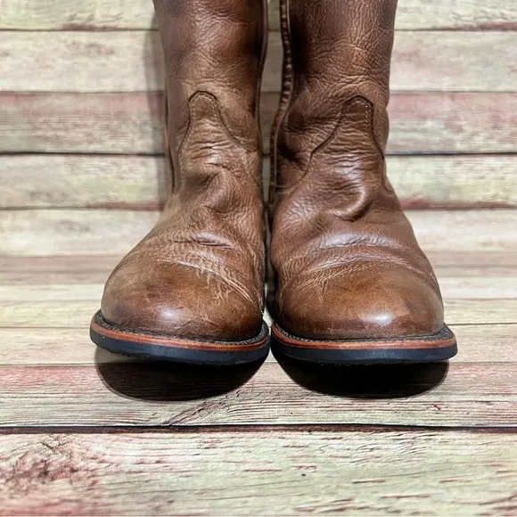Justin Brown Leather Pointes Boots