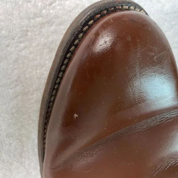 Justin Cowboy Work Boots Men 8D Leather Roper Western Vintage Brown USA 3802