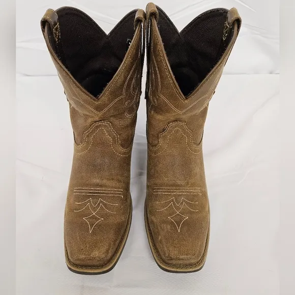 Justin Gypsy Chellie Leather Square Toe Western Cowgirl Boots in Tan Sz 10.5