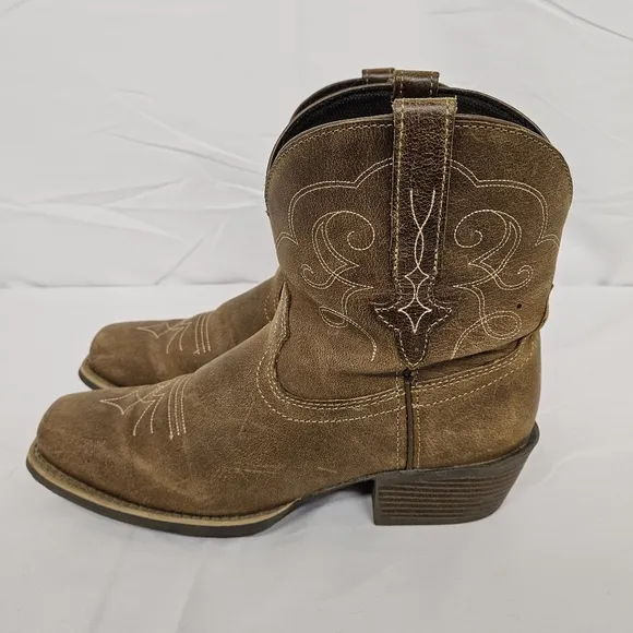 Justin Gypsy Chellie Leather Square Toe Western Cowgirl Boots in Tan Sz 10.5