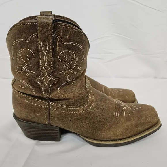 Justin Gypsy Chellie Leather Square Toe Western Cowgirl Boots in Tan Sz 10.5