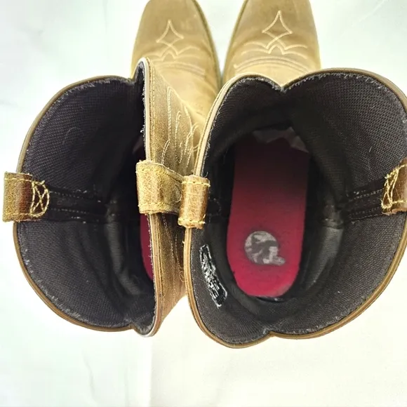 Justin Gypsy Chellie Leather Square Toe Western Cowgirl Boots in Tan Sz 10.5