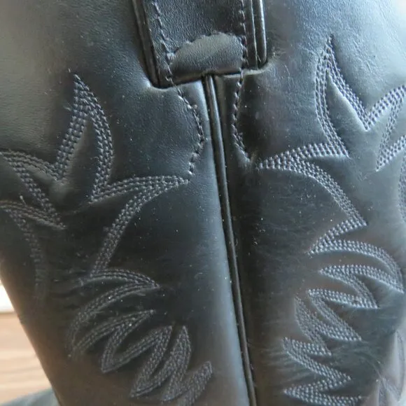 JUSTIN London Calf Cowboy Cowgirl Western Boots Black Leather Rodeo - Size 8.5B