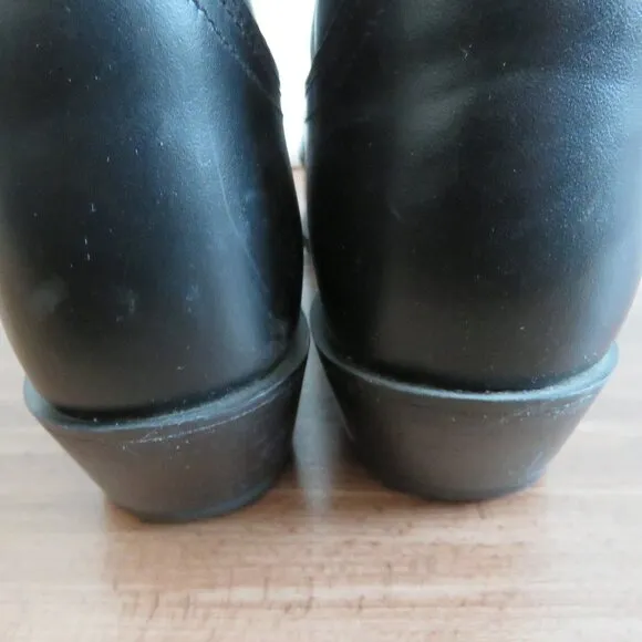 JUSTIN London Calf Cowboy Cowgirl Western Boots Black Leather Rodeo - Size 8.5B
