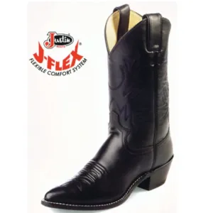 JUSTIN London Calf Cowboy Cowgirl Western Boots Black Leather Rodeo - Size 8.5B