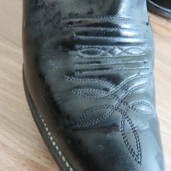 JUSTIN London Calf Cowboy Cowgirl Western Boots Black Leather Rodeo - Size 8.5B