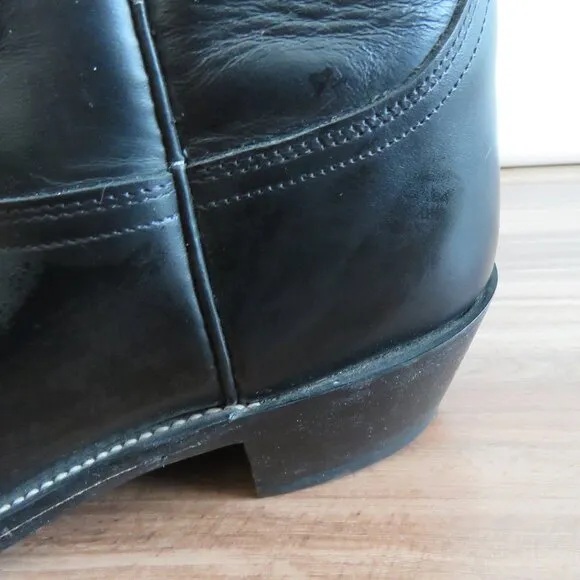 JUSTIN London Calf Cowboy Cowgirl Western Boots Black Leather Rodeo - Size 8.5B