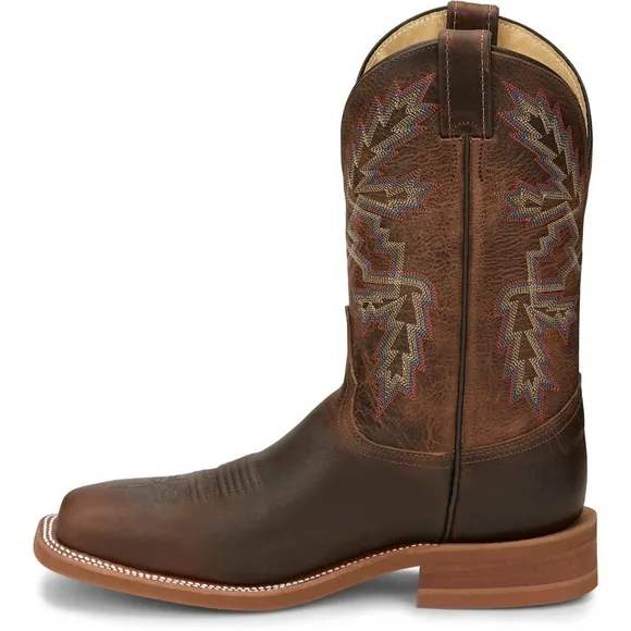 Justin Men's Bender Cowhide Leather Dark Brown Western Boots BR5348 Size 9.5 D‎