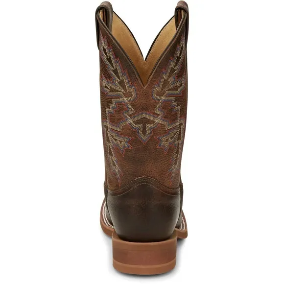 Justin Men's Bender Cowhide Leather Dark Brown Western Boots BR5348 Size 9.5 D‎