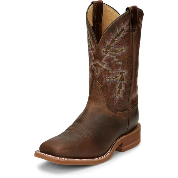 Justin Men's Bender Cowhide Leather Dark Brown Western Boots BR5348 Size 9.5 D‎