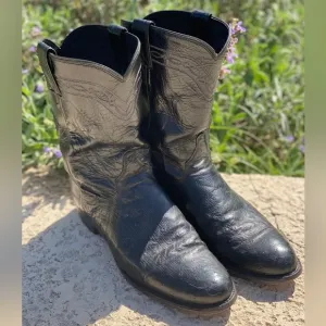 Justin ostrich quill boots roper 10.5 D black western cowboy boots