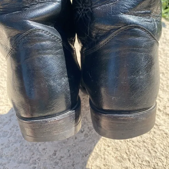 Justin ostrich quill boots roper 10.5 D black western cowboy boots