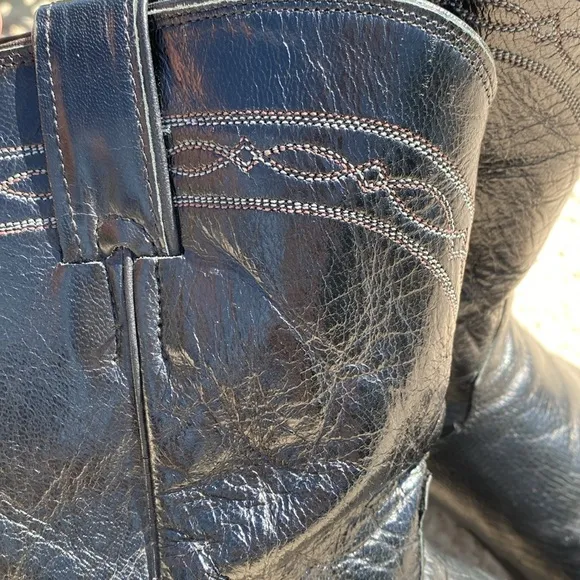 Justin ostrich quill boots roper 10.5 D black western cowboy boots