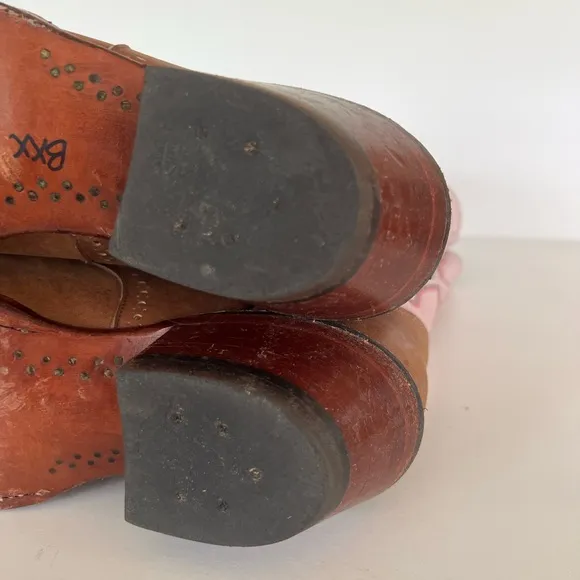 Justin Punchy Pink Westerner Cowhide Foot Coffee Leather Cowgirl Boots, 7.5B