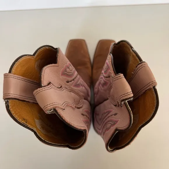Justin Punchy Pink Westerner Cowhide Foot Coffee Leather Cowgirl Boots, 7.5B