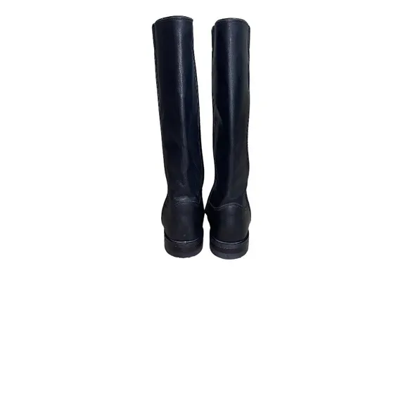 Justin Vintage Black Leather Western Almond Toe Tall Equestrian Riding Boots