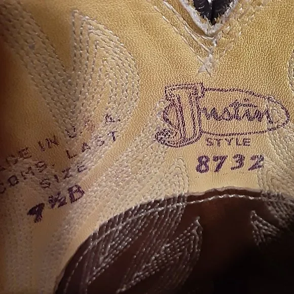 Justin Vintage Style 8732 Brown Leather Western Cowboy Boots 9.5 B