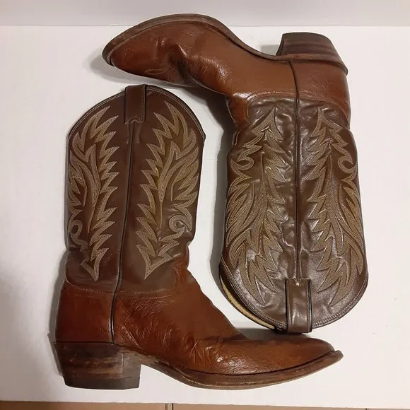 Justin Vintage Style 8732 Brown Leather Western Cowboy Boots 9.5 B
