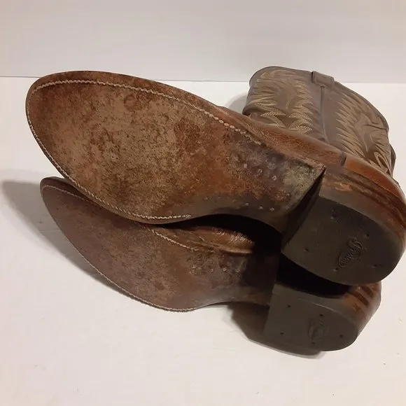 Justin Vintage Style 8732 Brown Leather Western Cowboy Boots 9.5 B