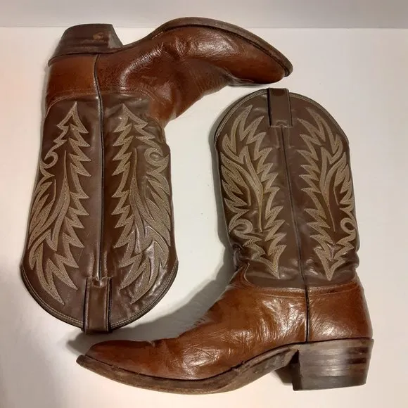 Justin Vintage Style 8732 Brown Leather Western Cowboy Boots 9.5 B