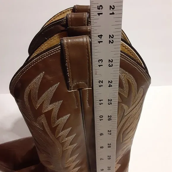 Justin Vintage Style 8732 Brown Leather Western Cowboy Boots 9.5 B