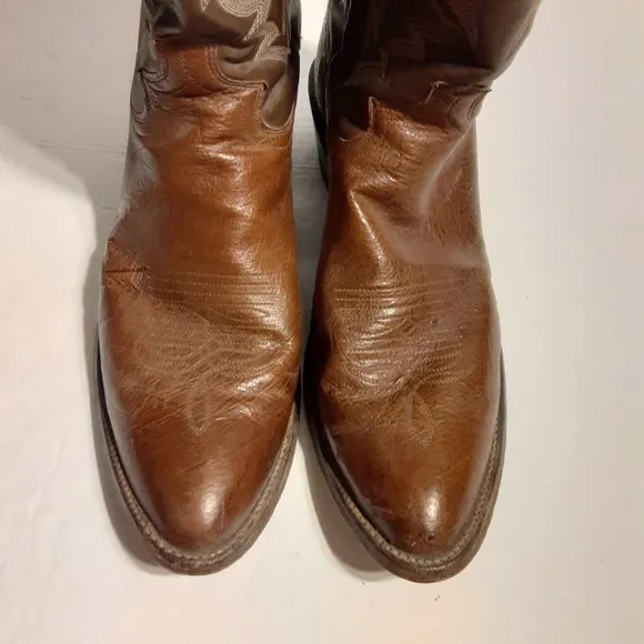 Justin Vintage Style 8732 Brown Leather Western Cowboy Boots 9.5 B